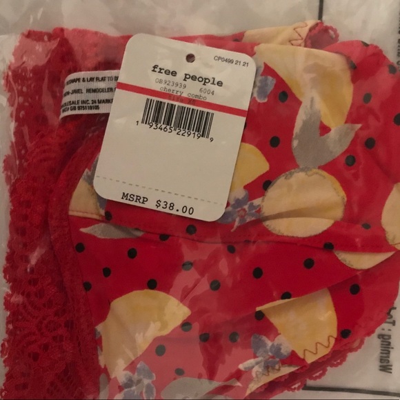 šNWT FREE PEOPLE āMariā Bralette in Cherry Combo Size XS - Picture 10 of 10